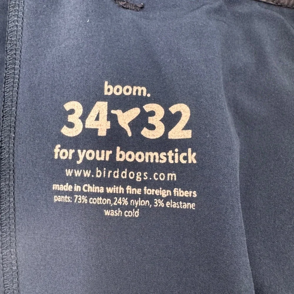 Birddogs Mens Navy Blue Slim Tapered Stretch Chino Pants 34x32 Side Zip Pockets